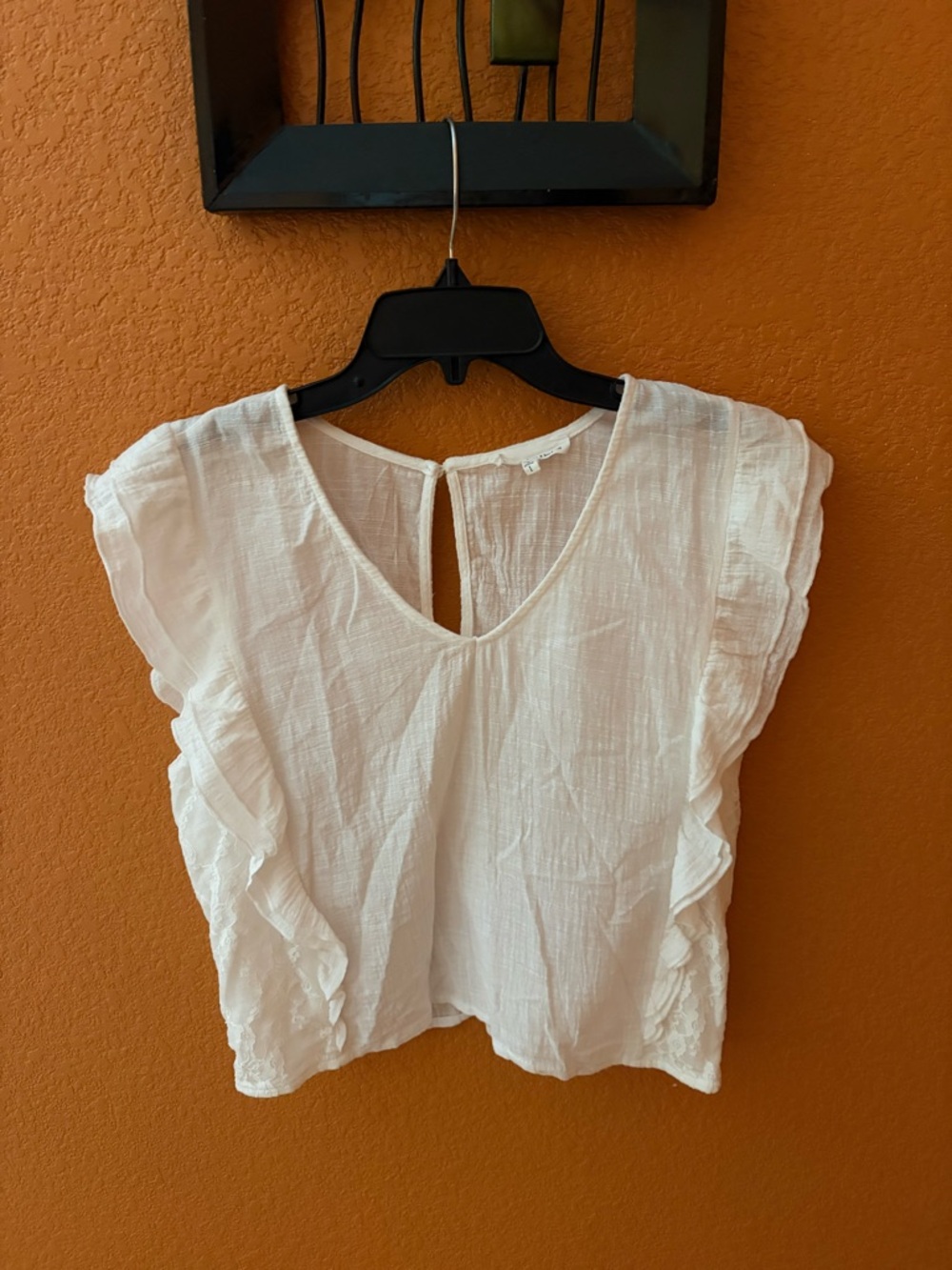 Women’s White Ruffle Sleeve Blouse 100% cotton
